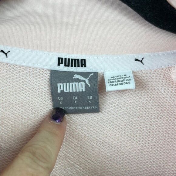 PUMA Soft Pink Pullover 1/2 zip cropped sweatshirt. Small - Picture 5 of 9